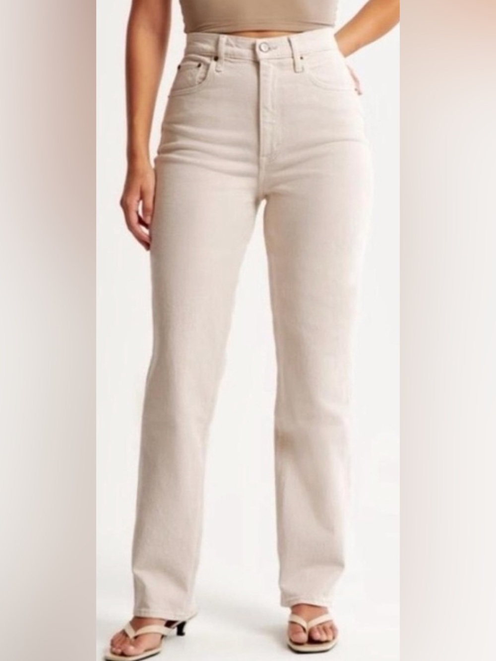 NWT Abercrombie & Fitch Women's 90’s Straight High Rise Jean - Beige - Size 29